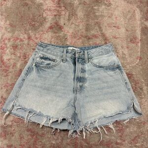 Just Black Blue Jean Shorts with Distressed Hem and High-Waisted Design